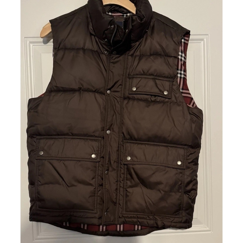 Gap Mens Brown Sleeveless Vest Coat Zip & Button Front Small Clothing Jacket